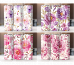 Watercolor Flower 20 Oz Tumbler Wrap Bundle