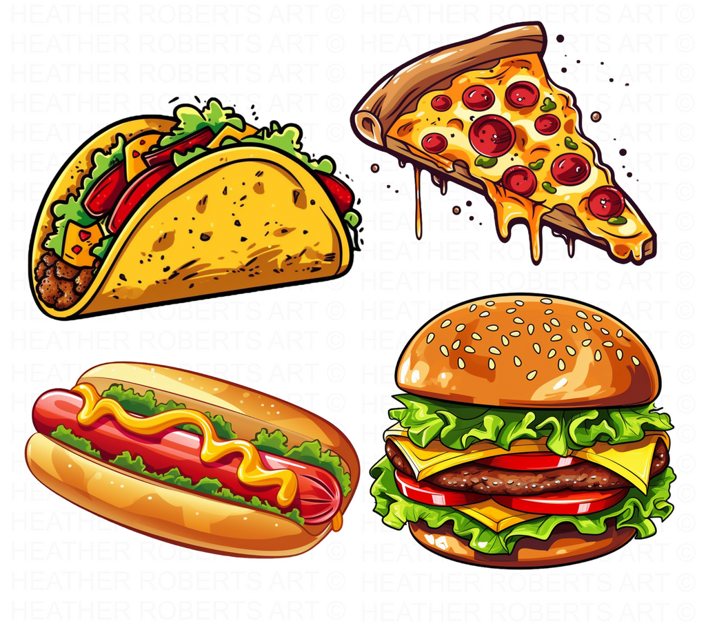 Junk Food and Fast Food Clipart Set – Heather Roberts Art