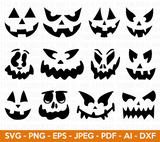 Pumpkin Face Svg Bundle, Jack O Lantern Faces Bundle