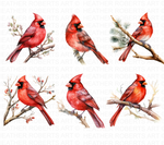 Watercolor Red Cardinal Clipart Set