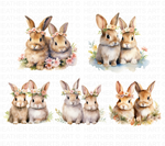 Watercolor Floral Rabbit Clipart Set