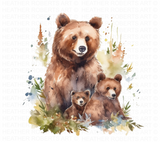 Grizzly Bear Watercolor Clipart Set