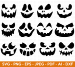 Pumpkin Face Svg Bundle, Jack O Lantern Faces Bundle