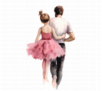 Father and Daughter Watercolor Clipart