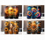 20 Oz Sunflower Tumbler Sublimation Wraps Bundle