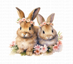 Watercolor Floral Rabbit Clipart Set