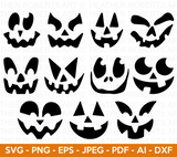 Pumpkin Face Svg Bundle, Jack O Lantern Faces Bundle