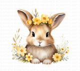 Watercolor Floral Rabbit Clipart Set