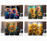 20 Oz Sunflower Tumbler Sublimation Wraps Bundle