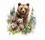 Grizzly Bear Watercolor Clipart Set