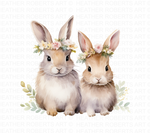 Watercolor Floral Rabbit Clipart Set