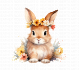 Watercolor Floral Rabbit Clipart Set