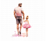Father and Daughter Watercolor Clipart