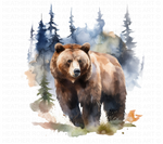 Grizzly Bear Watercolor Clipart Set