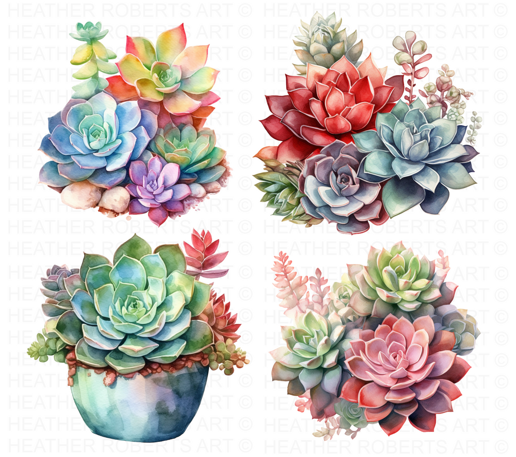 succulent plant clipart Watercolor Succulents Clipart – Heather Roberts Art