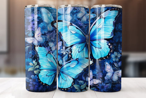 Blue Butterfly 20 Oz Tumbler Wrap