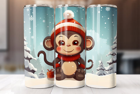 Christmas Monkey 20 Oz Tumbler Wrap