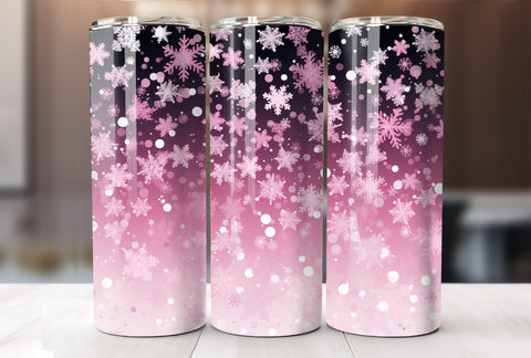 Pink Christmas 20 Oz Tumbler Wrap