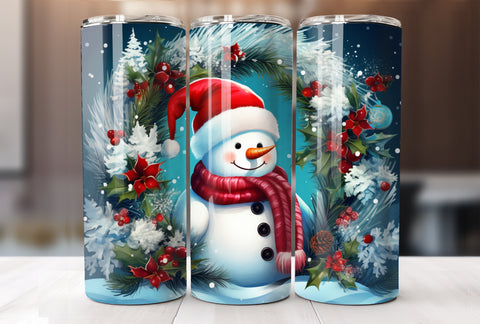 Christmas Snowman 20 Oz Tumbler Wrap