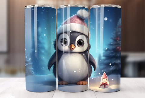 Christmas Penguin 20 Oz Tumbler Wrap