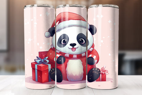 Christmas Panda 20 Oz Tumbler Wrap