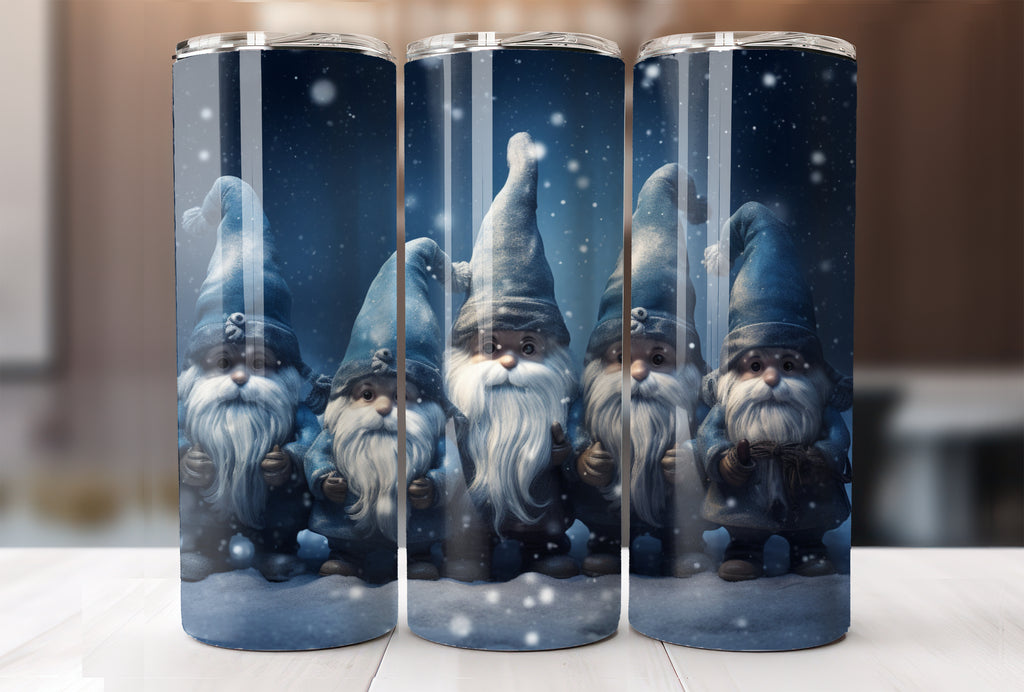 Gnomes Christmas 20oz Skinny Tumbler Sublimation Designs, Tumbler Wrap