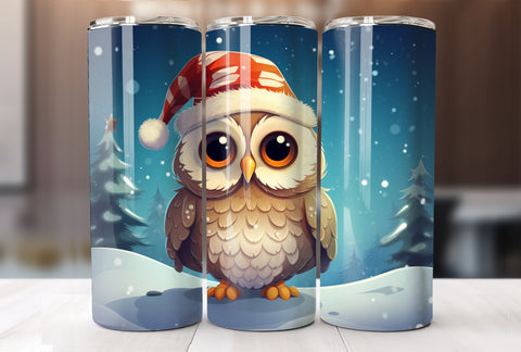 Christmas Owl 20 Oz Tumbler Wrap