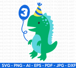 3rd Dinosaur Birthday SVG