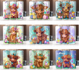 Easter Highland Cow Tumbler Wrap Bundle