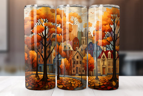 Fall Trees 20 Oz Tumbler Sublimation Wrap Design