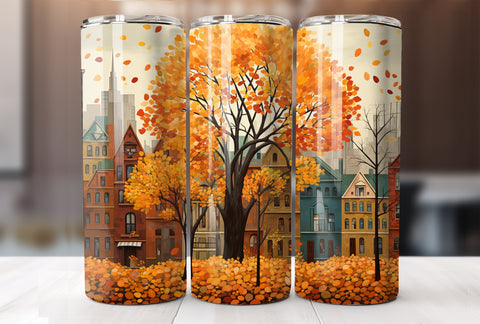 Fall Trees 20 Oz Tumbler Sublimation Wrap Design