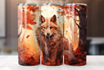 Fall Wolf 20 Oz Tumbler Sublimation Wrap Design