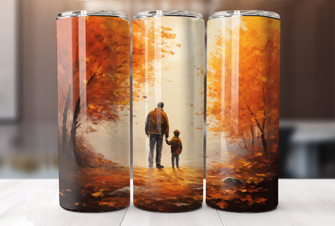 Fall Father and Son 20 Oz Tumbler Sublimation Wrap Design