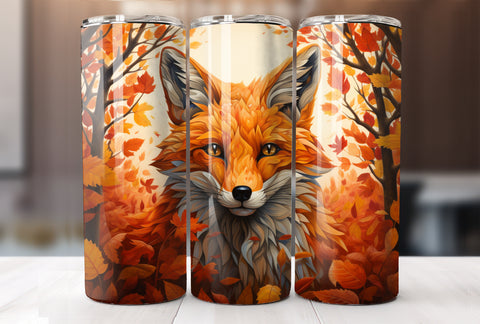 Fall Fox 20 Oz Tumbler Sublimation Wrap Design