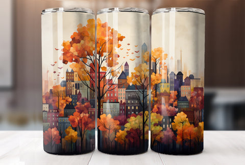 Fall Trees 20 Oz Tumbler Sublimation Wrap Design