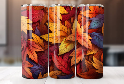 Fall Leaves 20 Oz Tumbler Sublimation Wrap Design