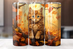 Fall Cat 20 Oz Tumbler Sublimation Wrap Design