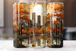 Fall City Landscape 20 Oz Tumbler Sublimation Wrap Design