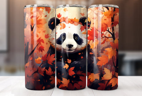 Fall Panda 20 Oz Tumbler Sublimation Wrap Design