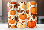 Fall Leaves and Pumpkin Pattern 20 Oz Tumbler Sublimation Wrap Design