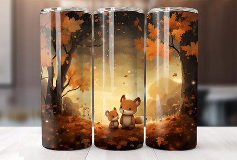 Fall Cute Fox 20 Oz Tumbler Sublimation Wrap Design