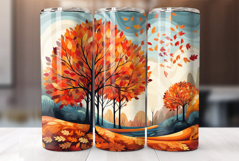 Fall Trees 20 Oz Tumbler Sublimation Wrap Design