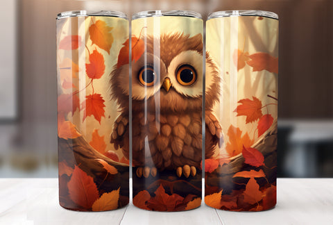 Fall Owl 20 Oz Tumbler Sublimation Wrap Design