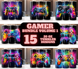 Gamer 20 Oz Tumbler Wrap Bundle