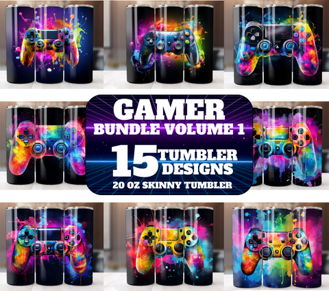 Gamer 20 Oz Tumbler Wrap Bundle