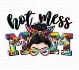 Hot Mess Mom Messy Bun Sublimation PNG