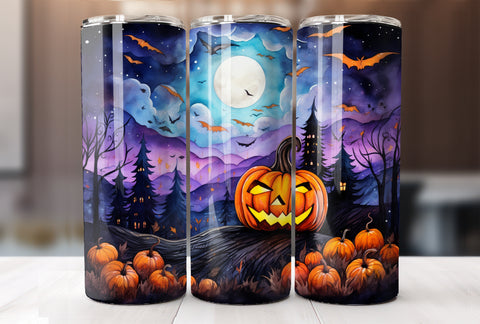 Alcohol Ink Halloween Pumpkin 20 Oz Tumbler Wrap