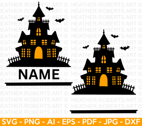 Haunted House Split Monogram SVG