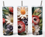 3D Art Flower Tumbler Wrap Template