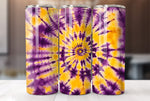 Yellow and Purple Tie Dye 20 Oz Skinny Tumbler Sublimation Wrap